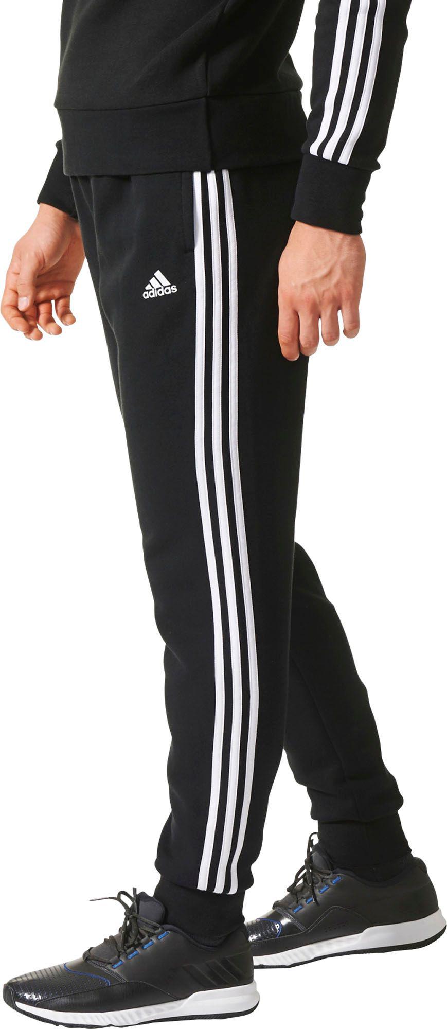 Men's Black Essentials 3 stripes Jogger Pants Men's Black Essentials 3 stripes Jogger Pants