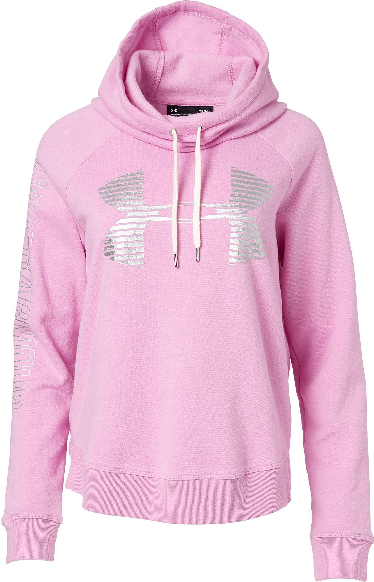 black under armour hoodie with pink logo