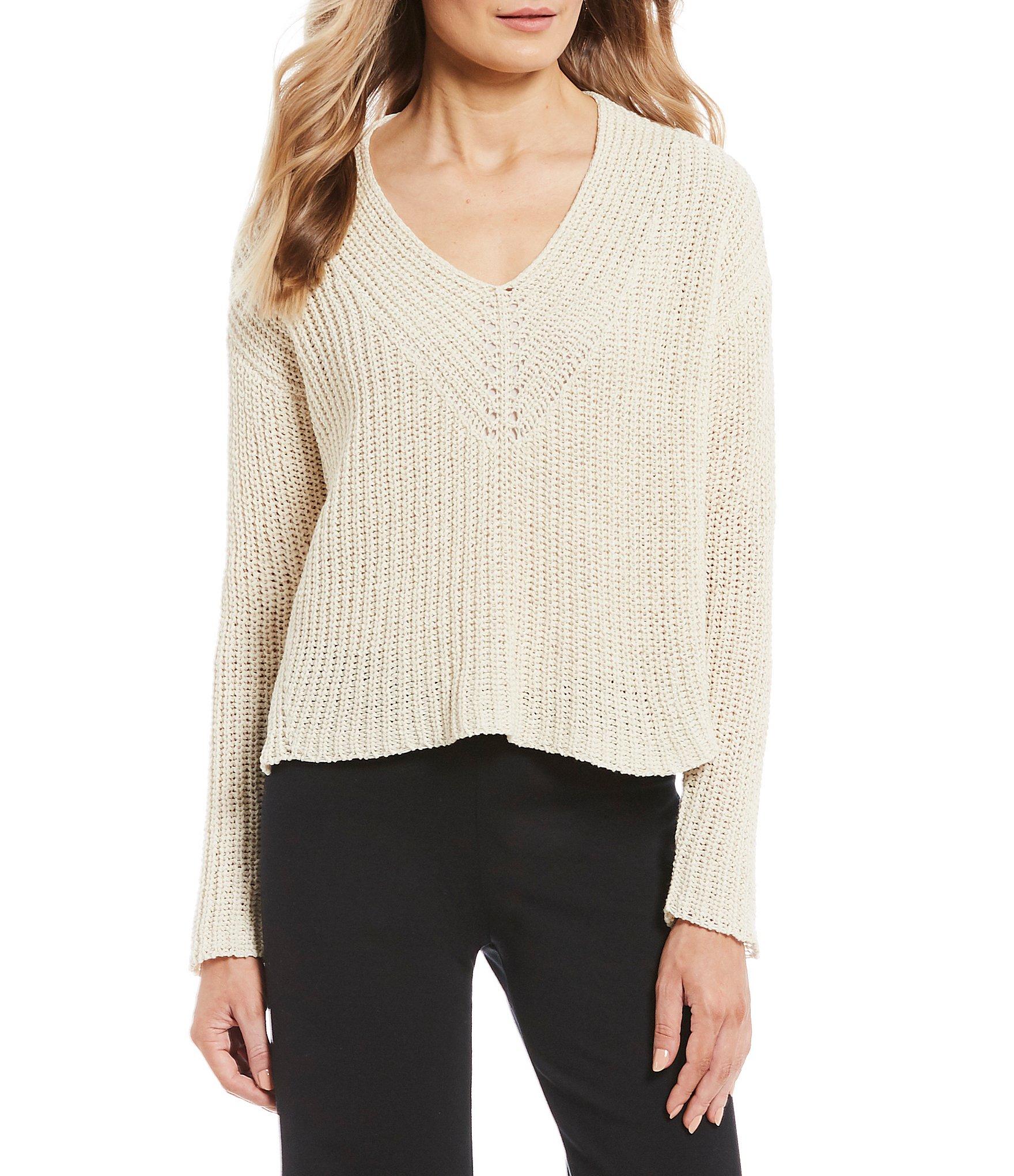 Eileen Fisher V-neck Long Sleeve Box-top - Lyst