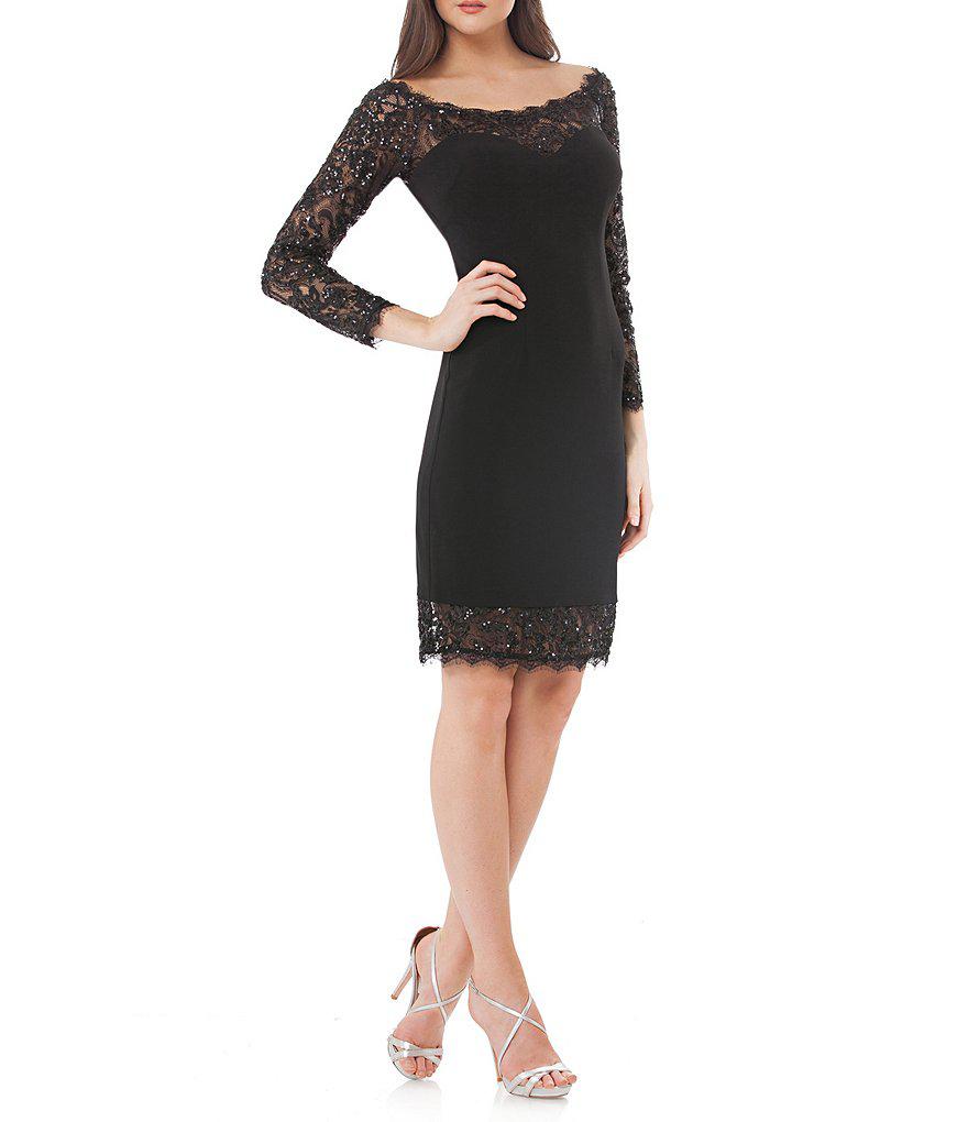 Lyst - JS Collections Open Neck Scalloped Lace Sheath Dress in Black