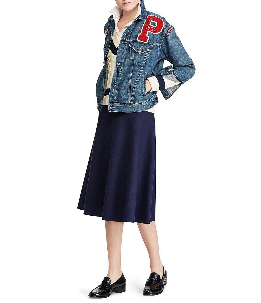 ralph lauren denim varsity jacket