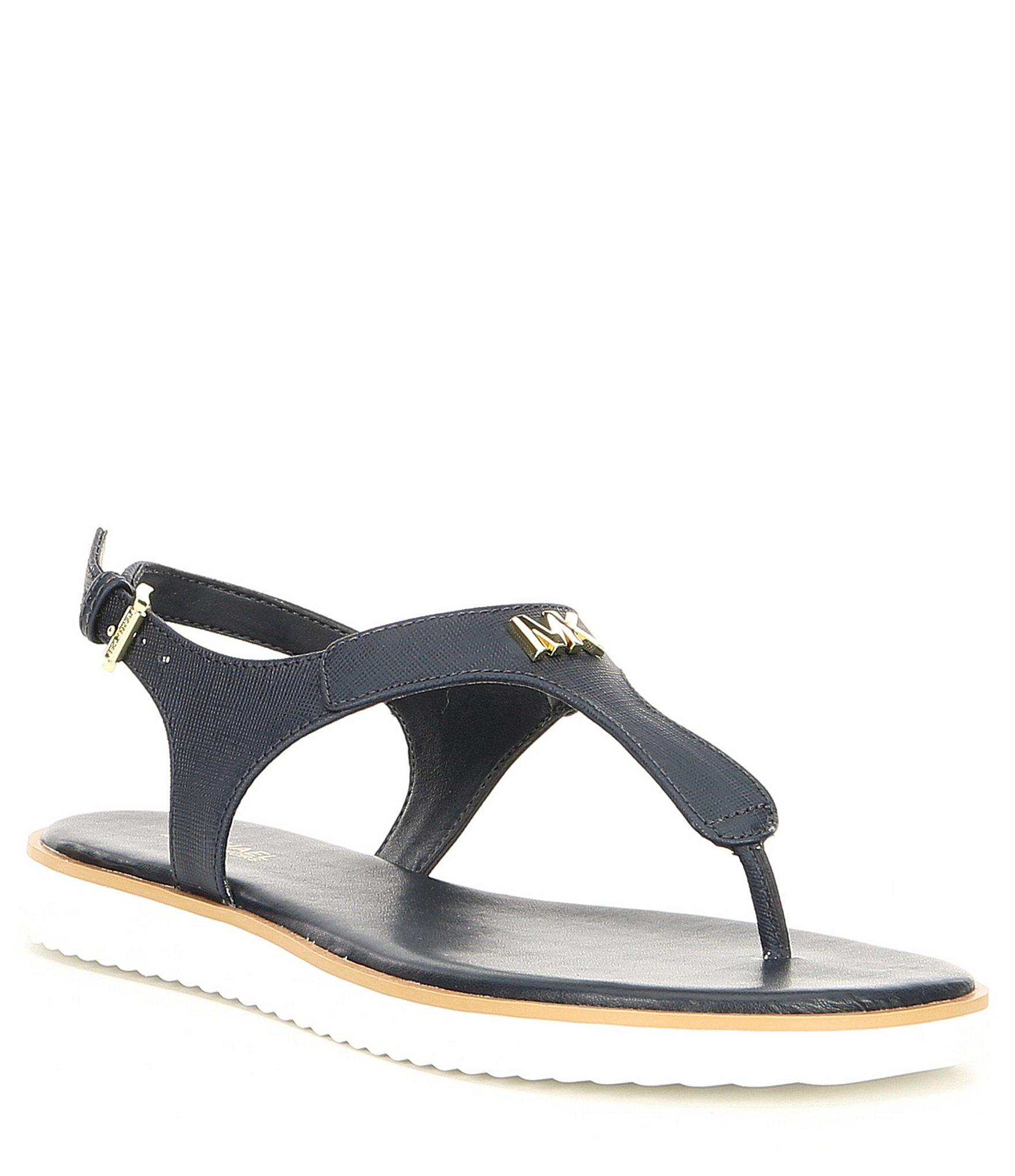 Lyst - MICHAEL Michael Kors Brady Saffiano Leather Thong Sandals in Blue