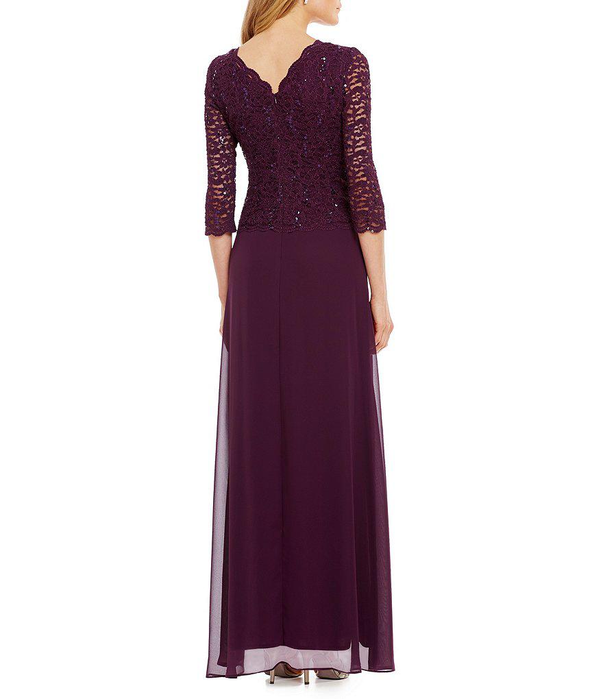alex evenings sequin lace & chiffon gown