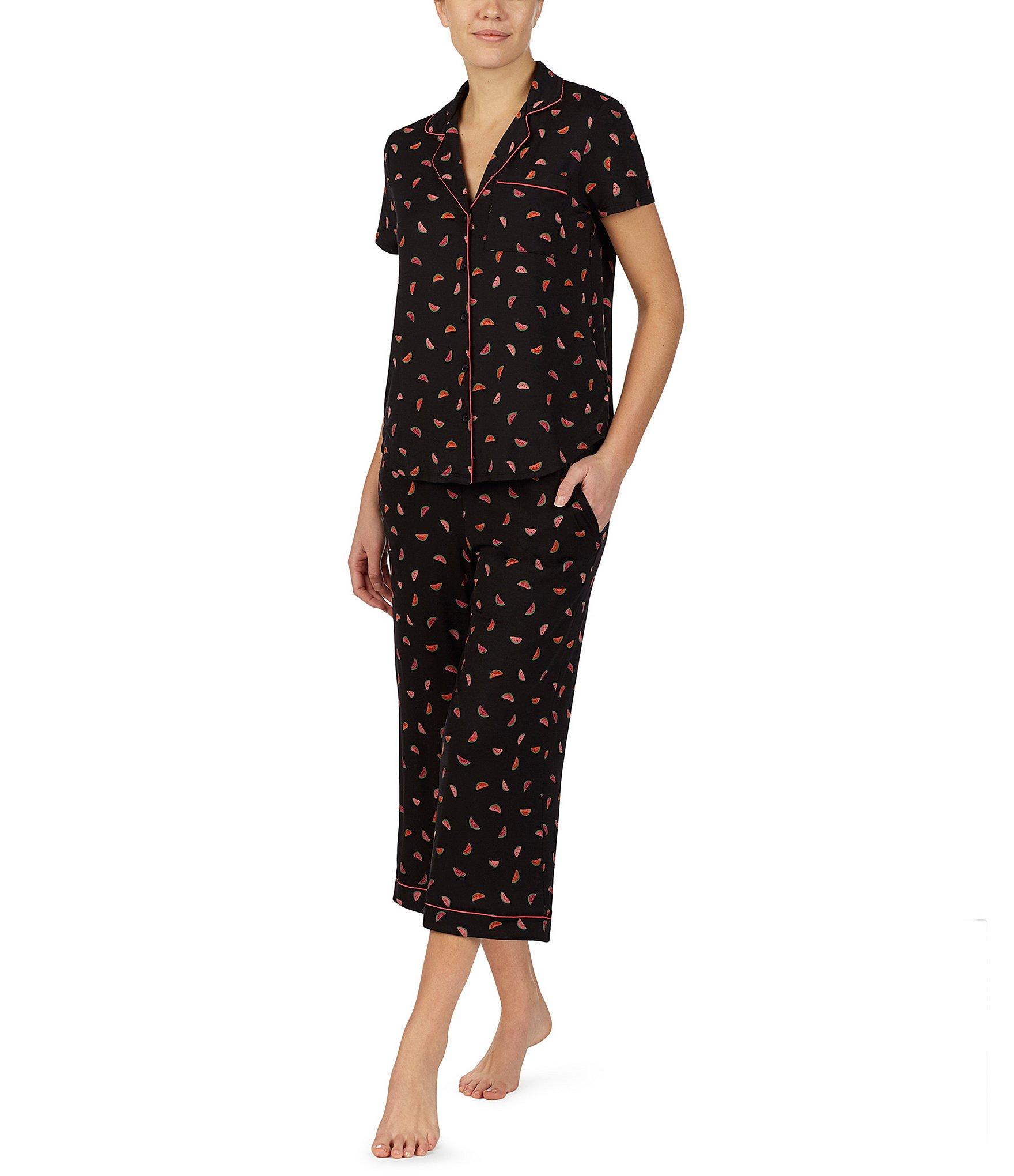 Kate Spade Disty Watermelon-print Jersey Cropped Pajama Set in Black - Lyst
