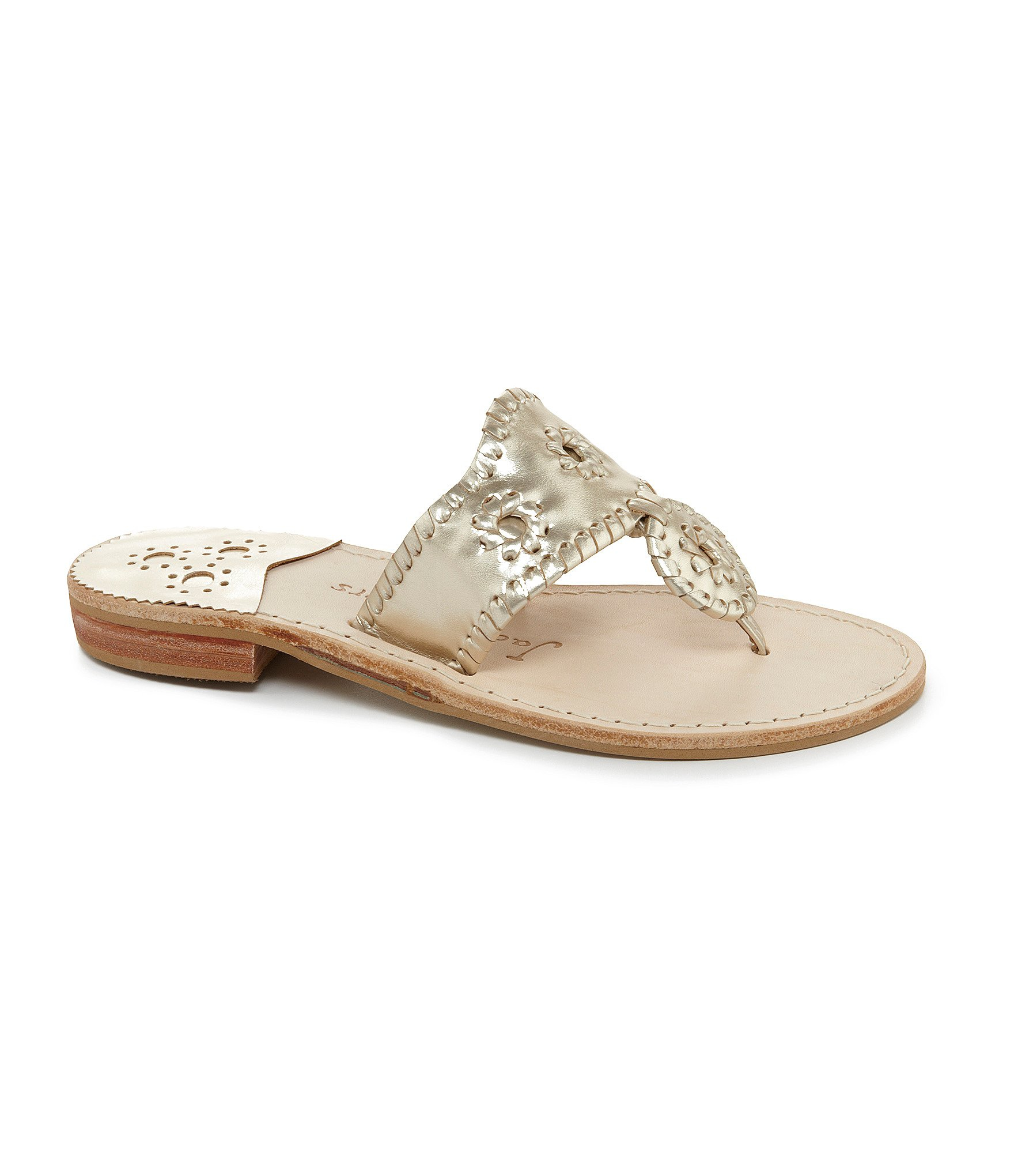Lyst - Jack rogers Hamptons Metallic Leather Whipstitched Sandals in Gray