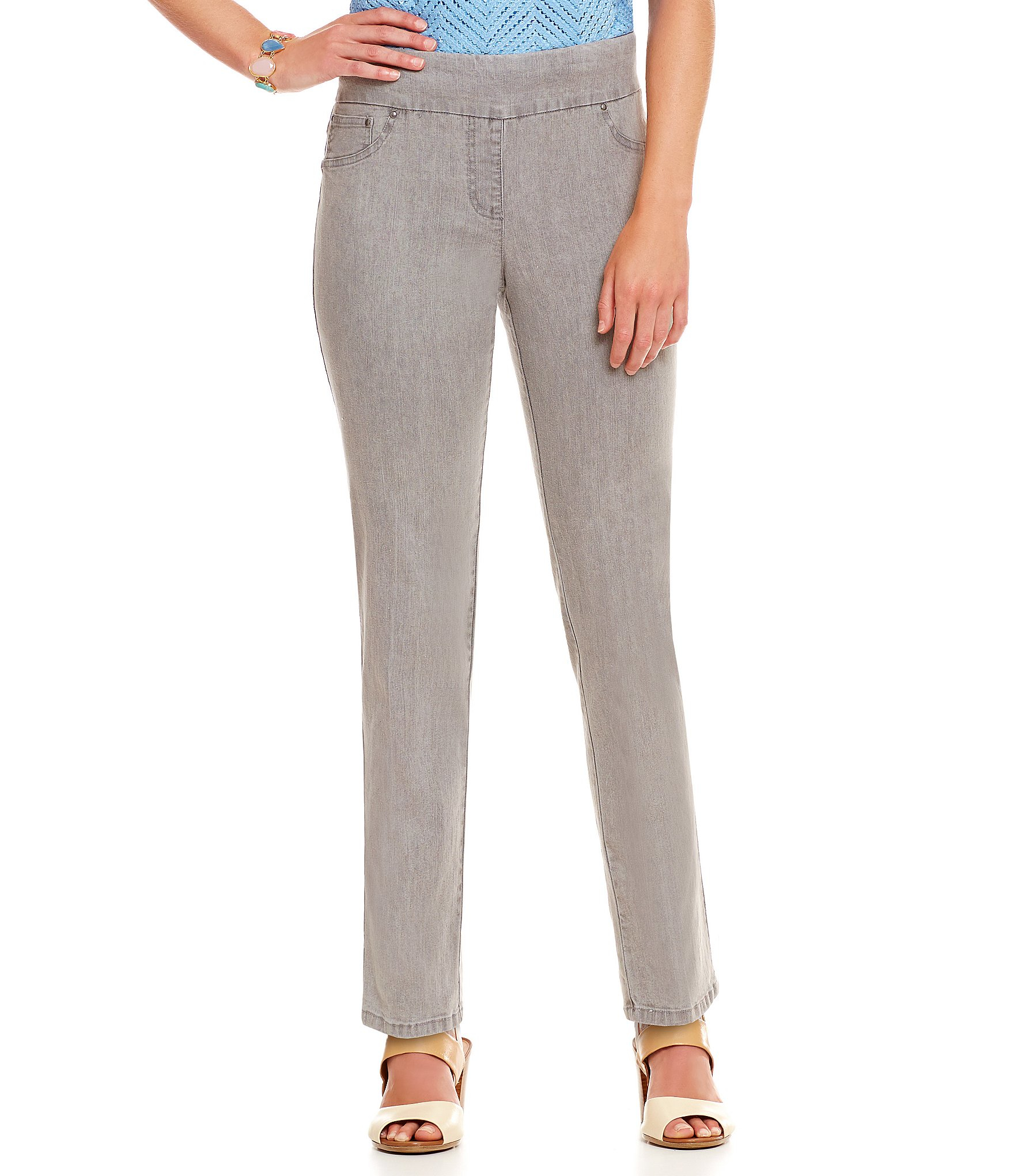 Ruby rd Pull-on Denim Jeans in Gray | Lyst