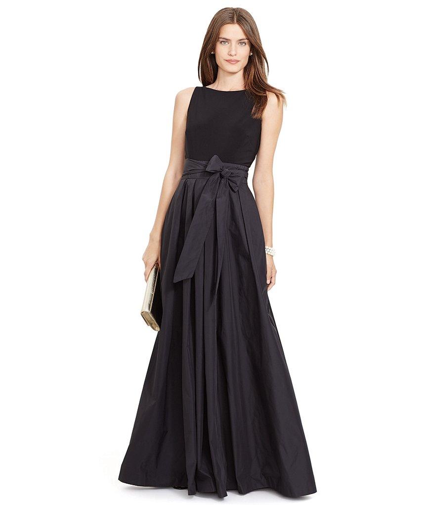 Lyst Lauren By Ralph Lauren Taffeta Faille Jersey Combo Gown in Black
