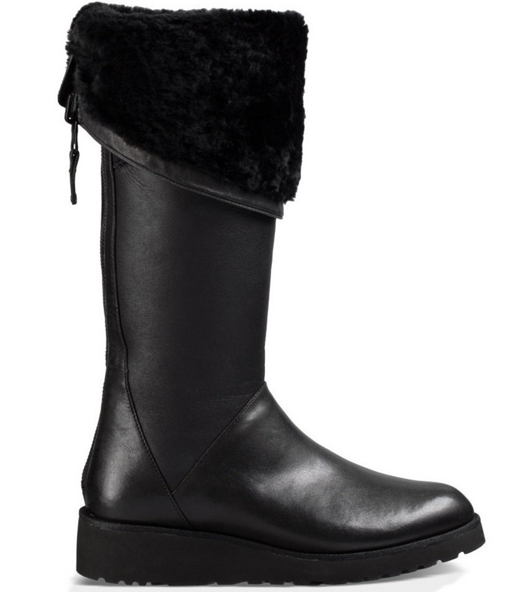 Lyst - Ugg Kendi Sheepskin And Leather Wedge Tall Boots in Black