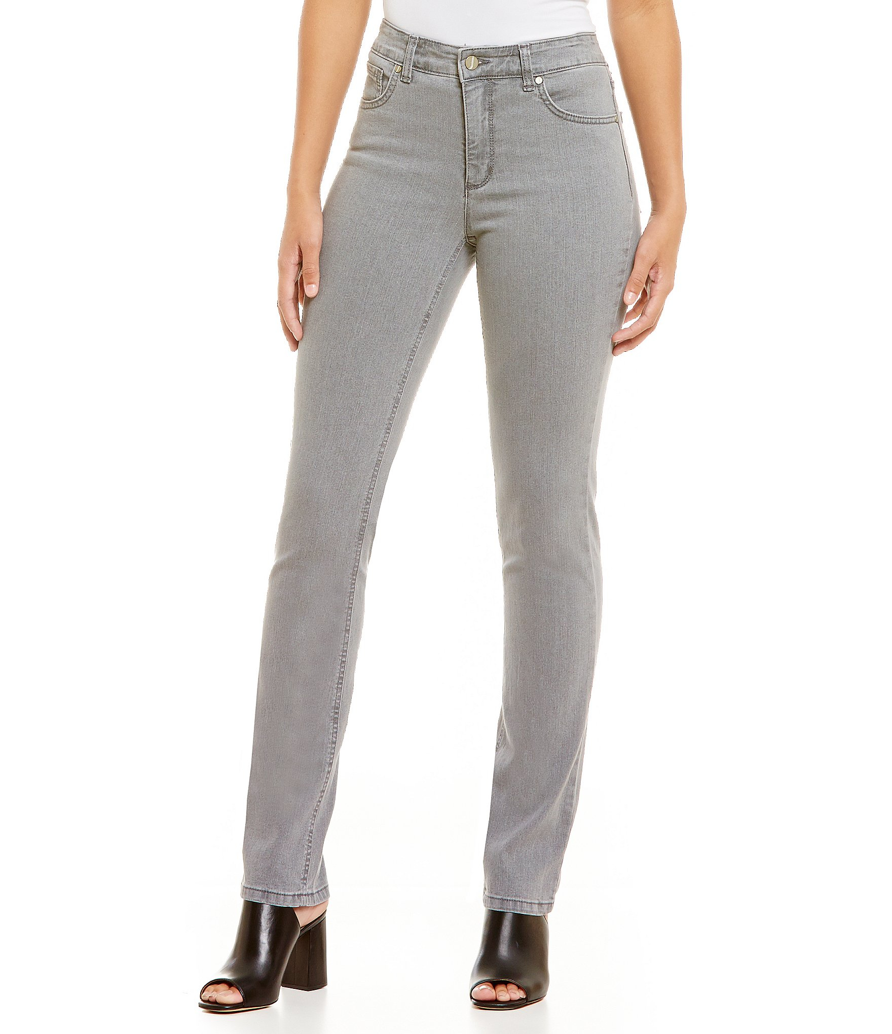 Lyst - Jones New York Lexington Stretch Denim Straight-leg Jeans in Gray