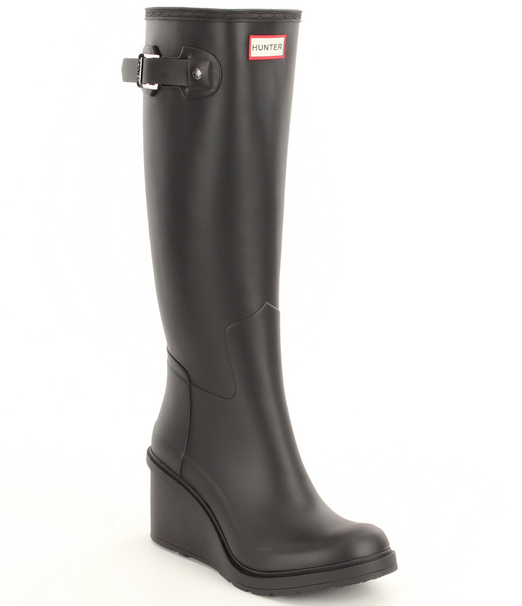 Lyst - Hunter Original Refined Mid Wedge Tall Rain Boots in Black