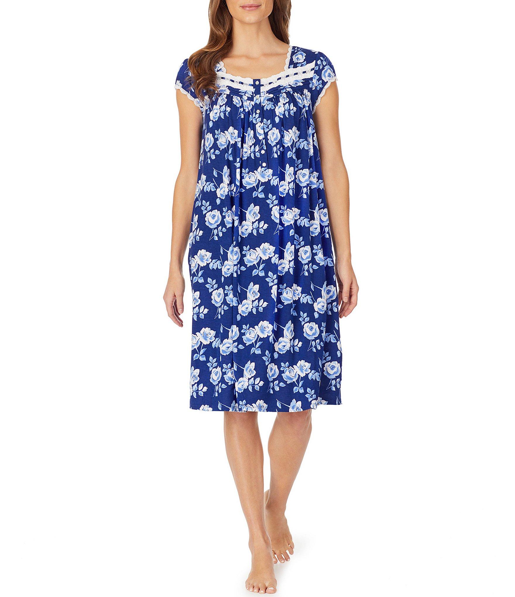 Eileen West Floral Print Jersey Waltz Nightgown in Blue Lyst