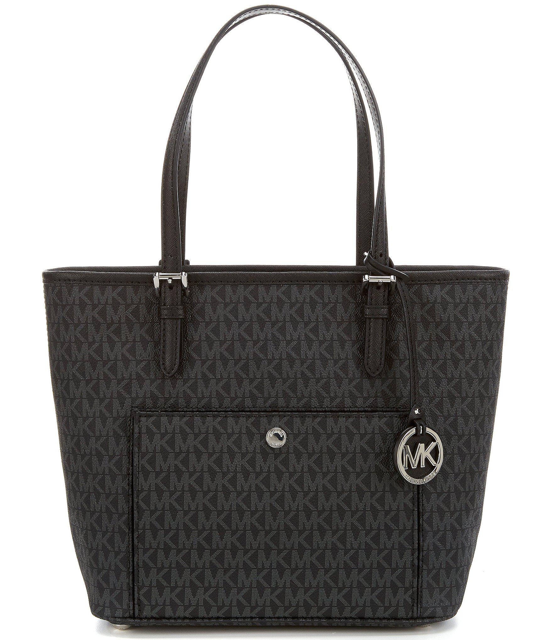 MICHAEL Michael Kors Jet Set Signature Snap-pocket Tote in Black - Lyst