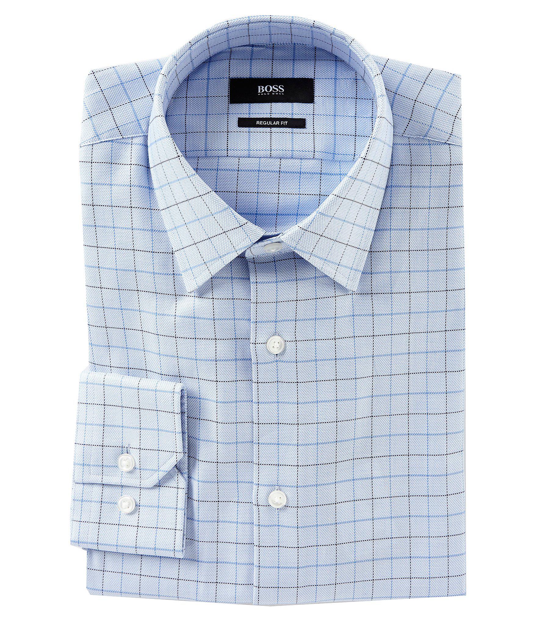 Lyst BOSS Regular Fit Point Collar Checked Dress Shirt in Blue for Men