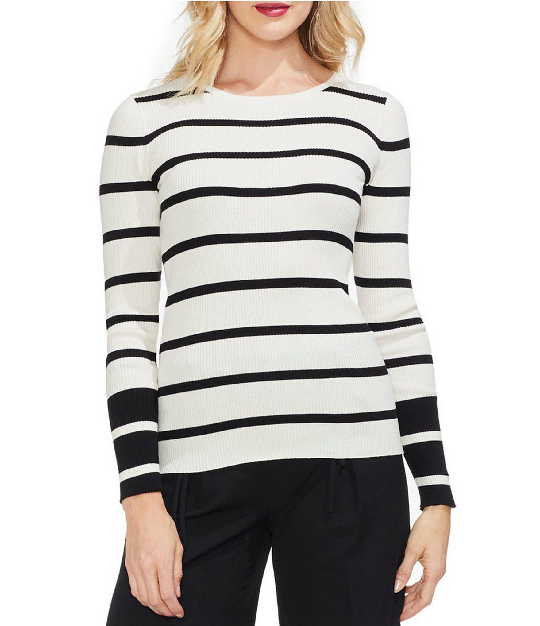 Vince Camuto Ribbed Stripe Sweater in Antique White (White) - Lyst