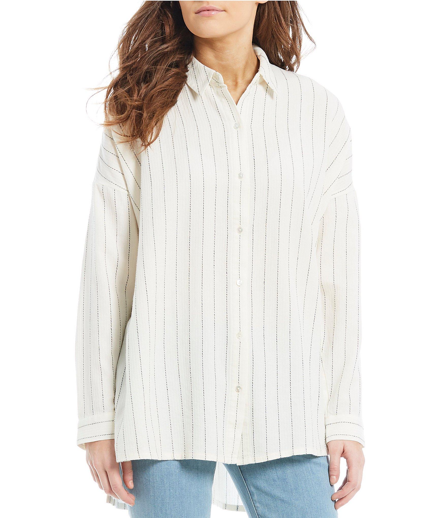 Eileen Fisher Classic Collar Stripe Boxy Shirt - Lyst