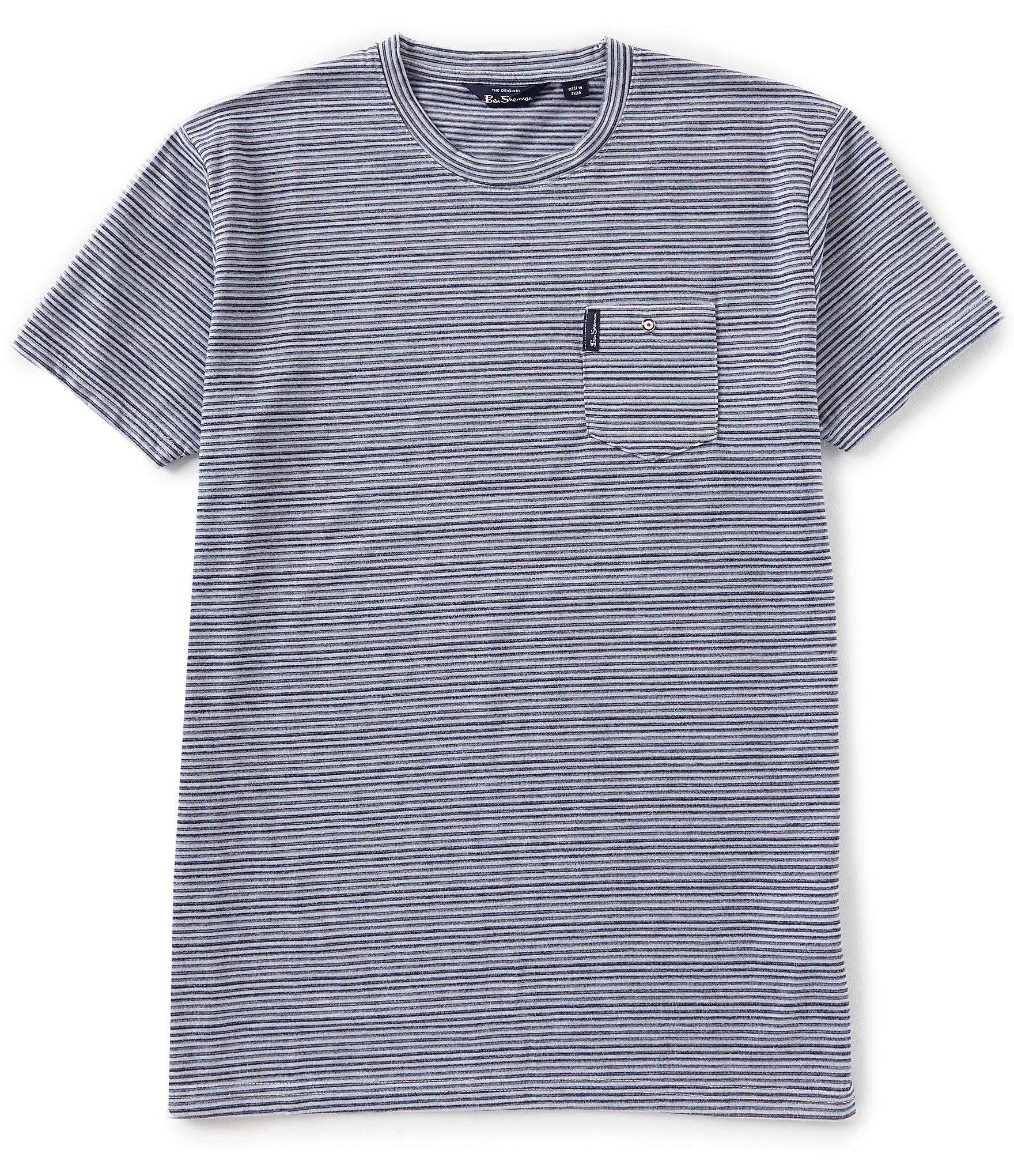 Lyst - Ben Sherman Classic Fit Mini Stripe Short-sleeve Pocket T-shirt ...