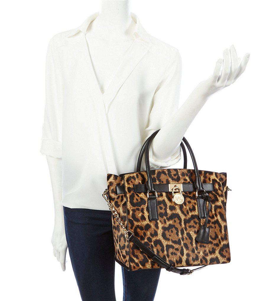 Lyst Michael Kors Hamilton Leopard Print Haircalf Chain Gallery