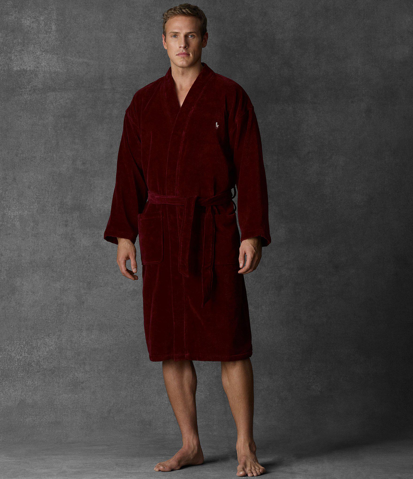 Polo Ralph Lauren Velour Kimono Robe in Red for Men - Lyst