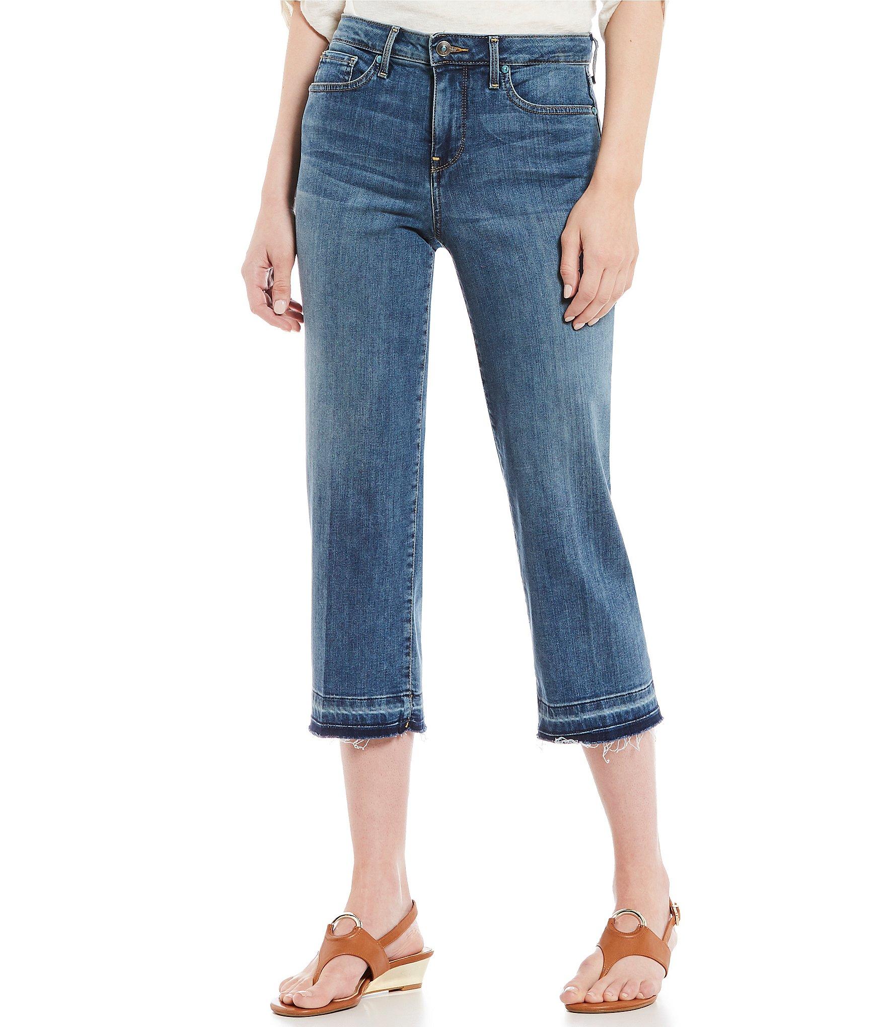 NYDJ Wide Leg Release Raw Hem Capri Jeans in Blue - Lyst