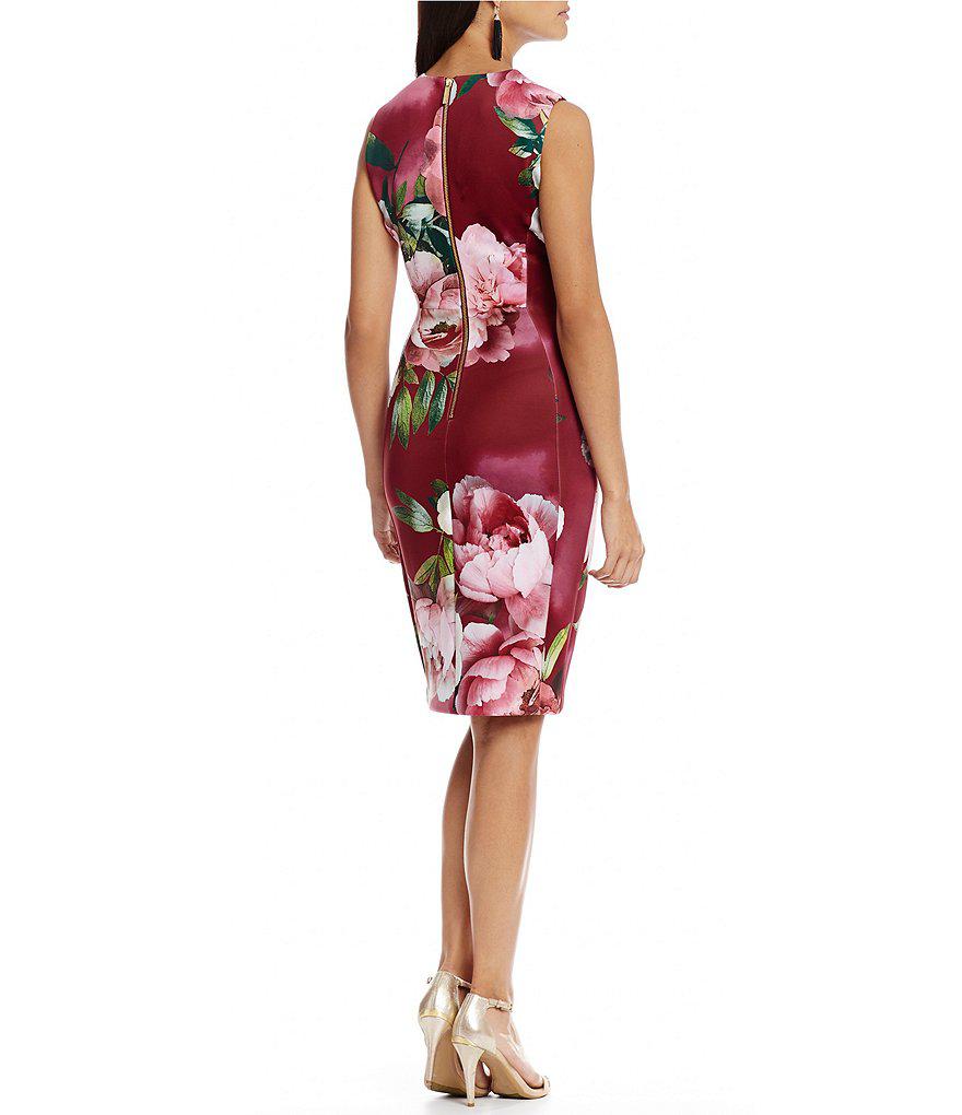 calvin klein scuba sheath dress floral