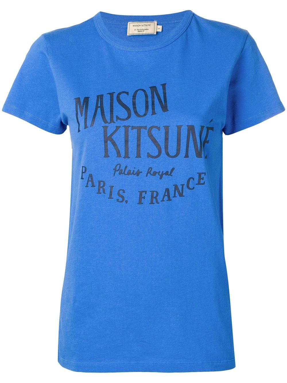 Lyst - Maison Kitsuné Logo Paris T-shirt in Blue - Save 5%