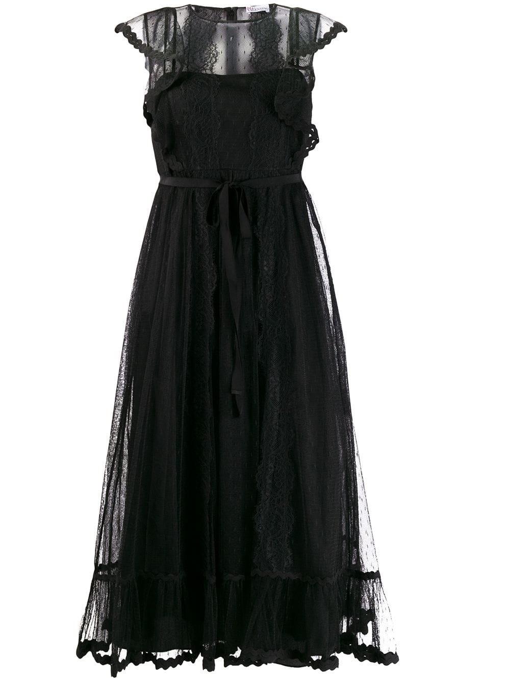 RED Valentino Embroidered Tulle Dress in Black - Lyst