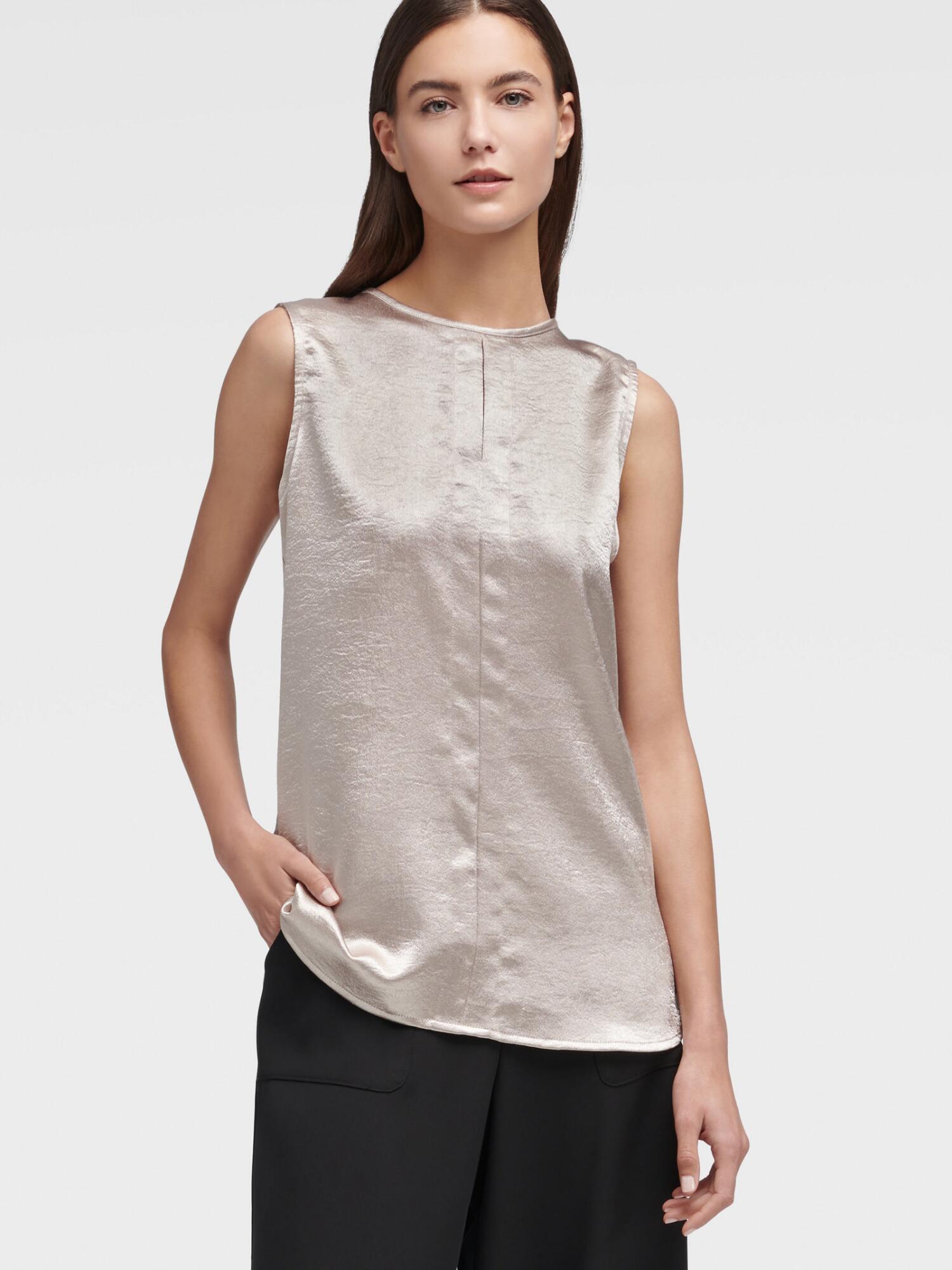 DKNY Sleeveless Keyhole Top in Gold (Metallic) - Lyst