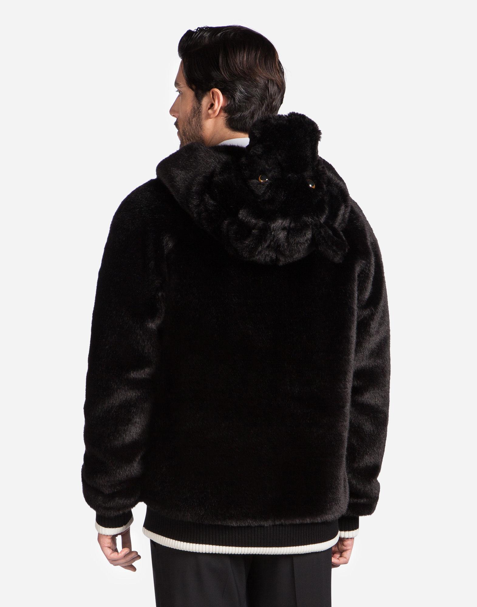 Dolce & Gabbana Bomber Jacket In Eco Fur in Black for Men - Lyst