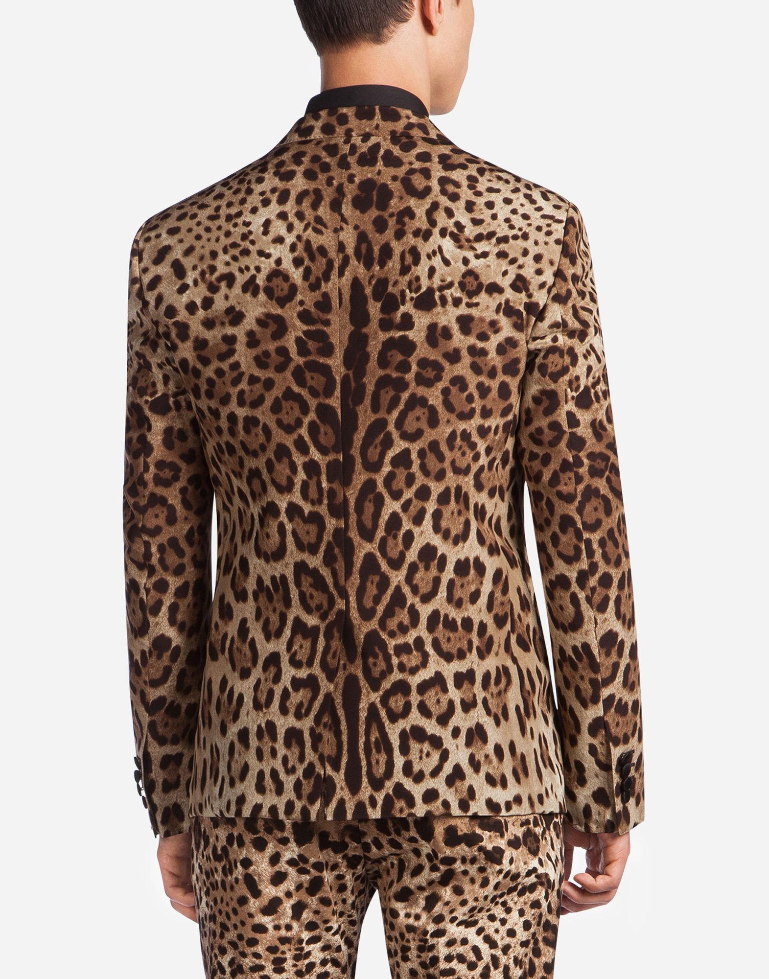 Dolce & Gabbana Leo Print Tuxedo Jacket in Brown for Men - Lyst