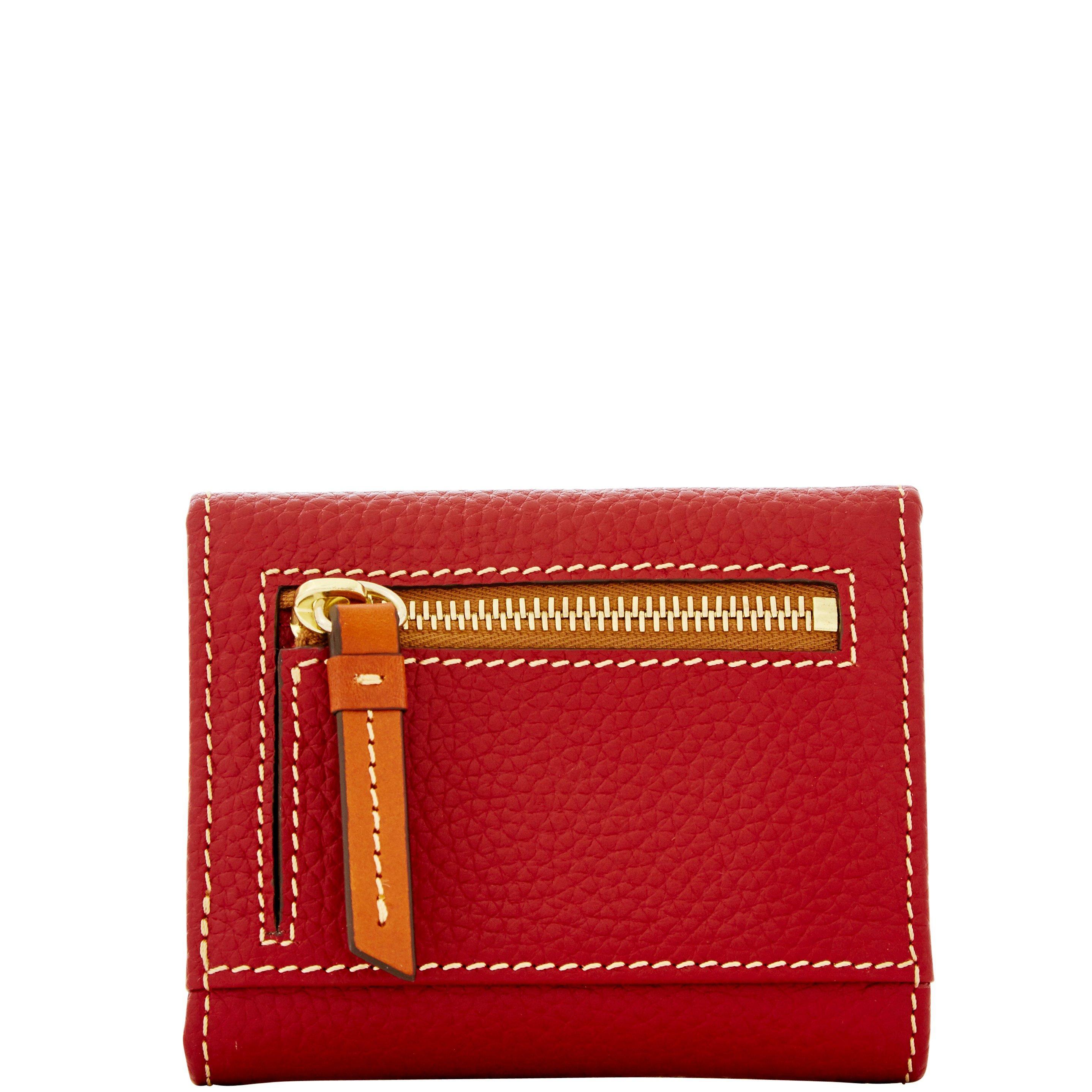 Dooney & Bourke Leather Pebble Grain Small Flap Wallet in Red - Lyst