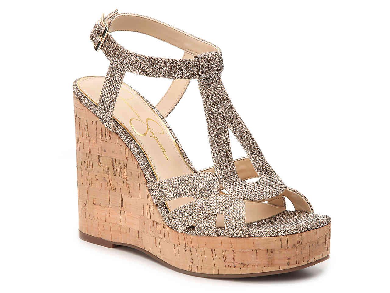 jessica simpson gold wedges