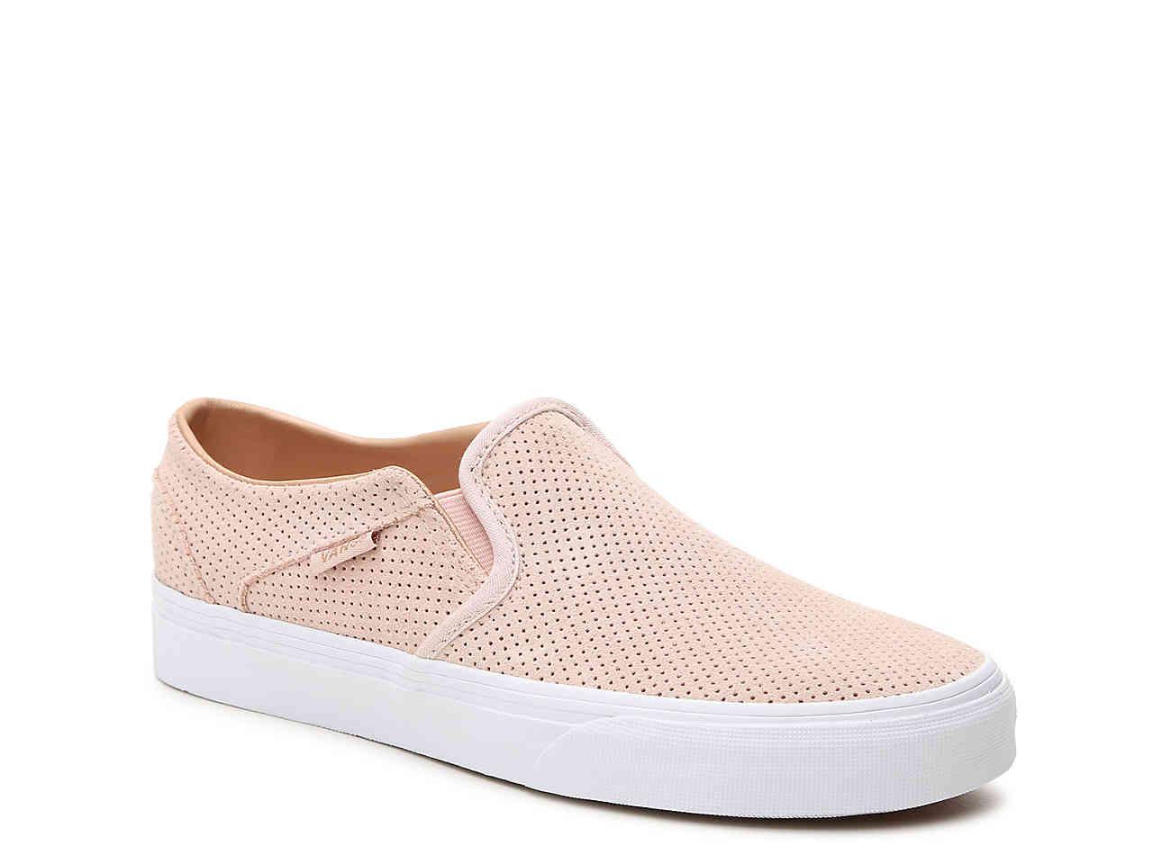 vans asher women's perforated slip on skate shoes