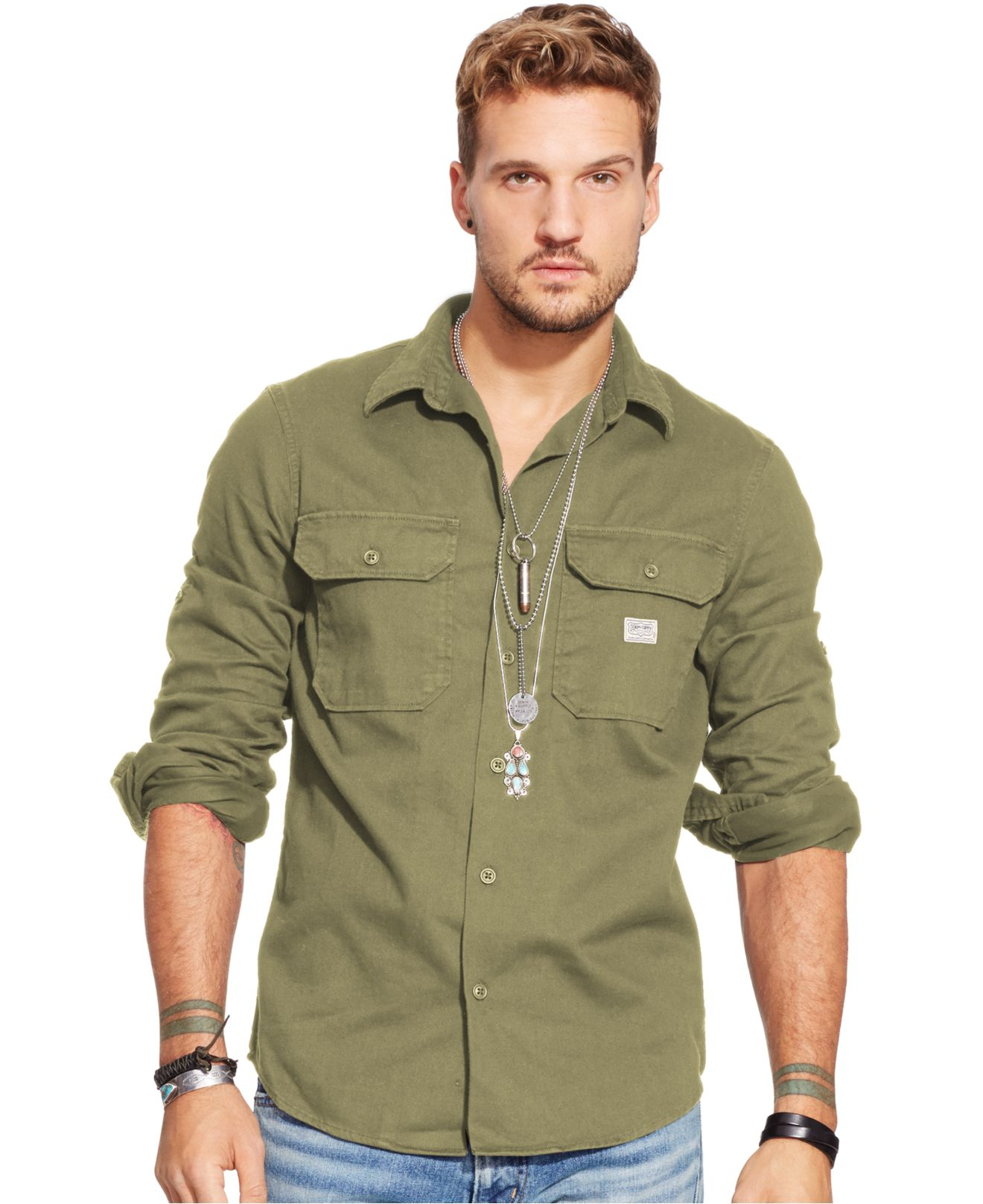 Lyst Denim And Supply Ralph Lauren Mens Twill Military Shirt In Green