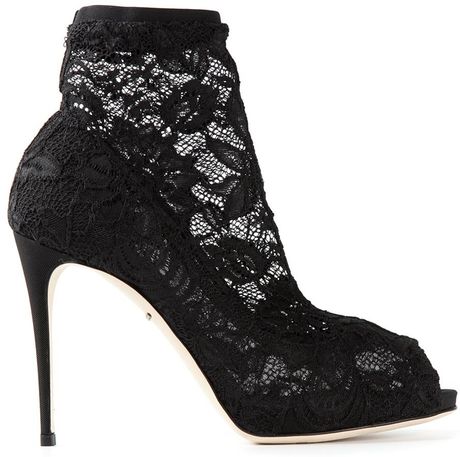 Dolce & Gabbana Lace Ankle Boots in Black | Lyst
