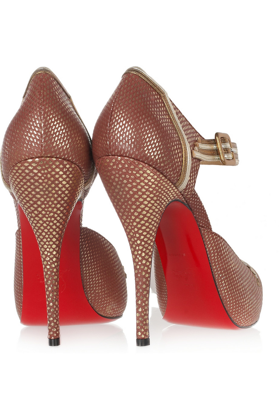 Christian louboutin Myriam 120 Embossed-Leather Pumps in Gold | Lyst