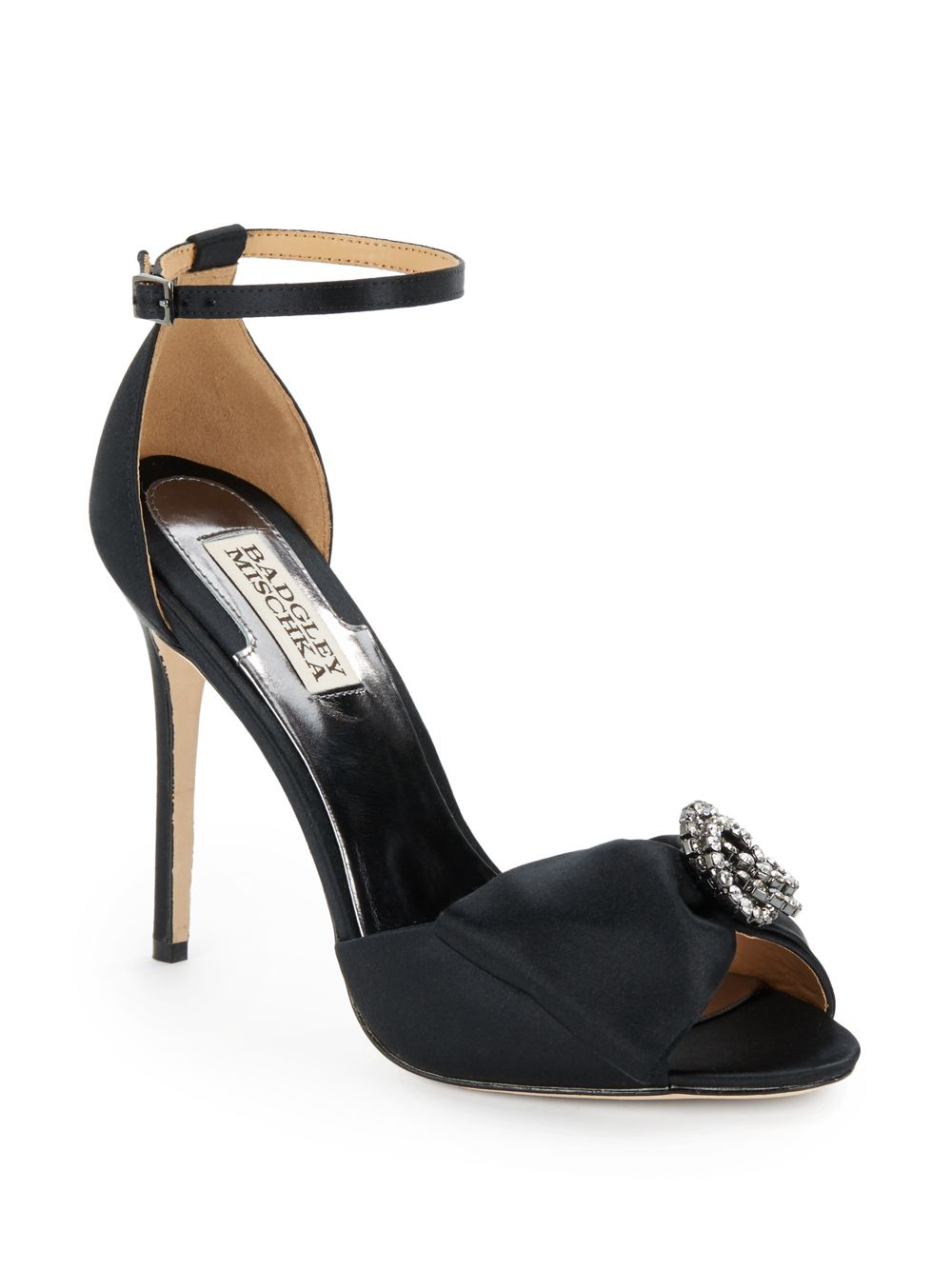 Badgley Mischka Tess Bow High-Heel Sandals/Silvertone in Black | Lyst