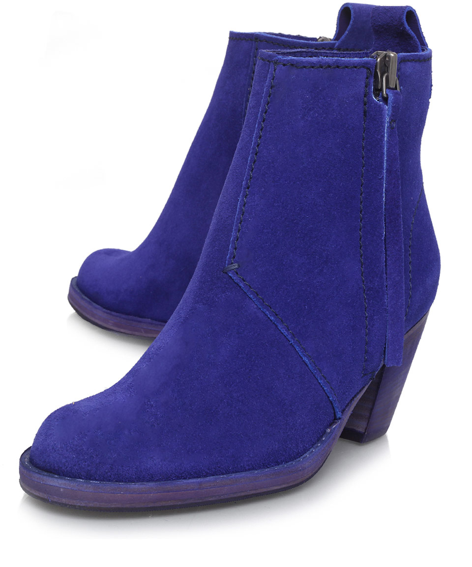 Acne Studios Blue Suede Pistol Short Ankle Boots in Blue - Lyst