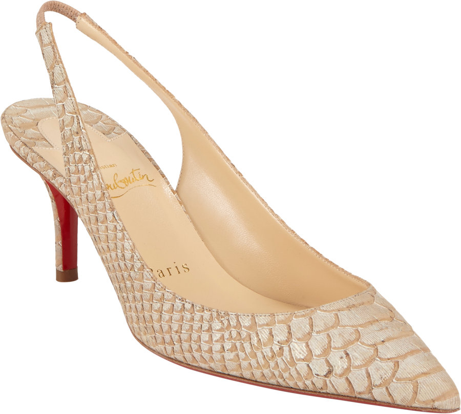 Christian louboutin Apostrophy Slingback Pumps in Beige (Nude) | Lyst