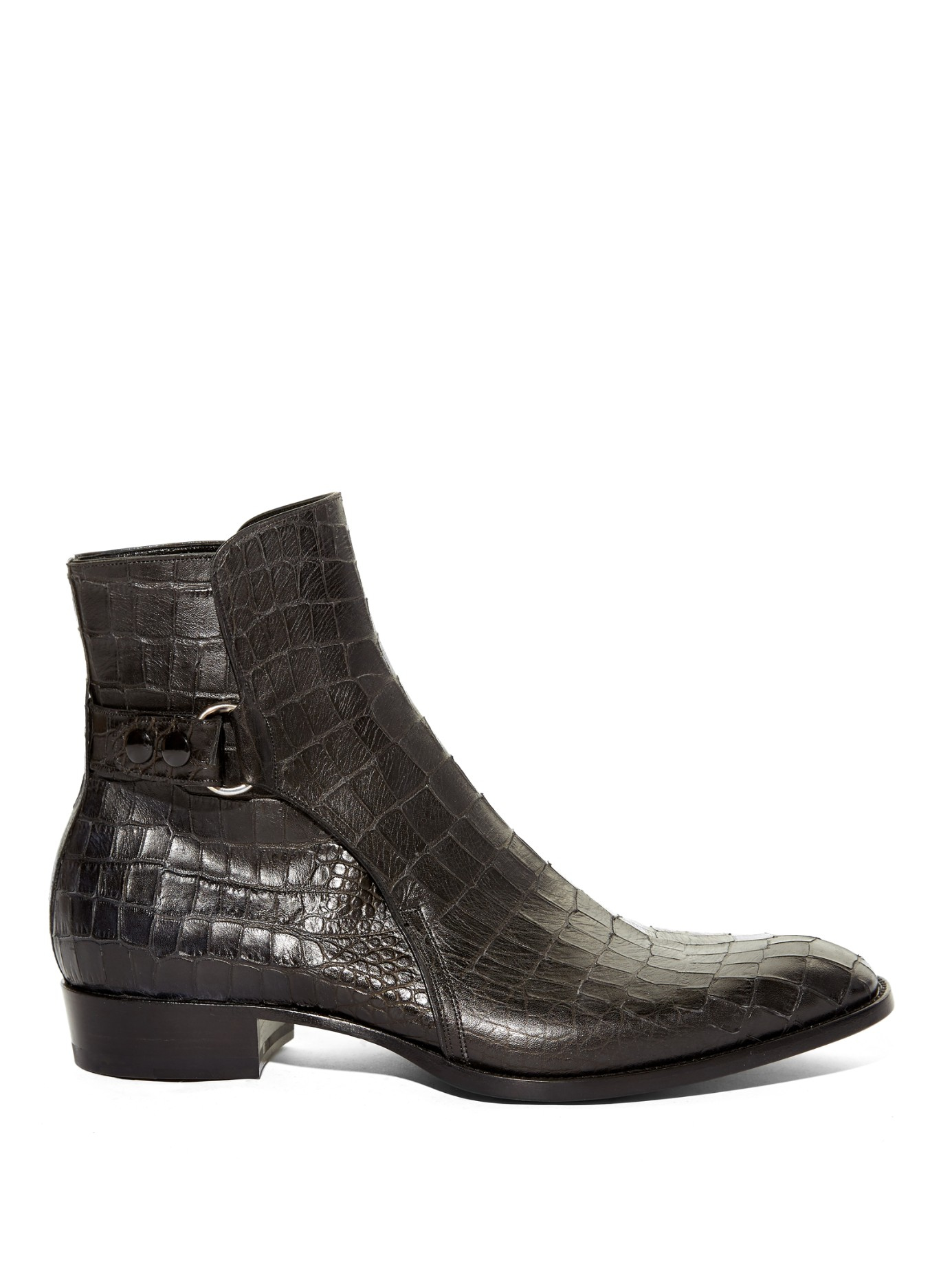 Saint laurent Crocodile-Effect Leather Chelsea Boots in Black for Men ...