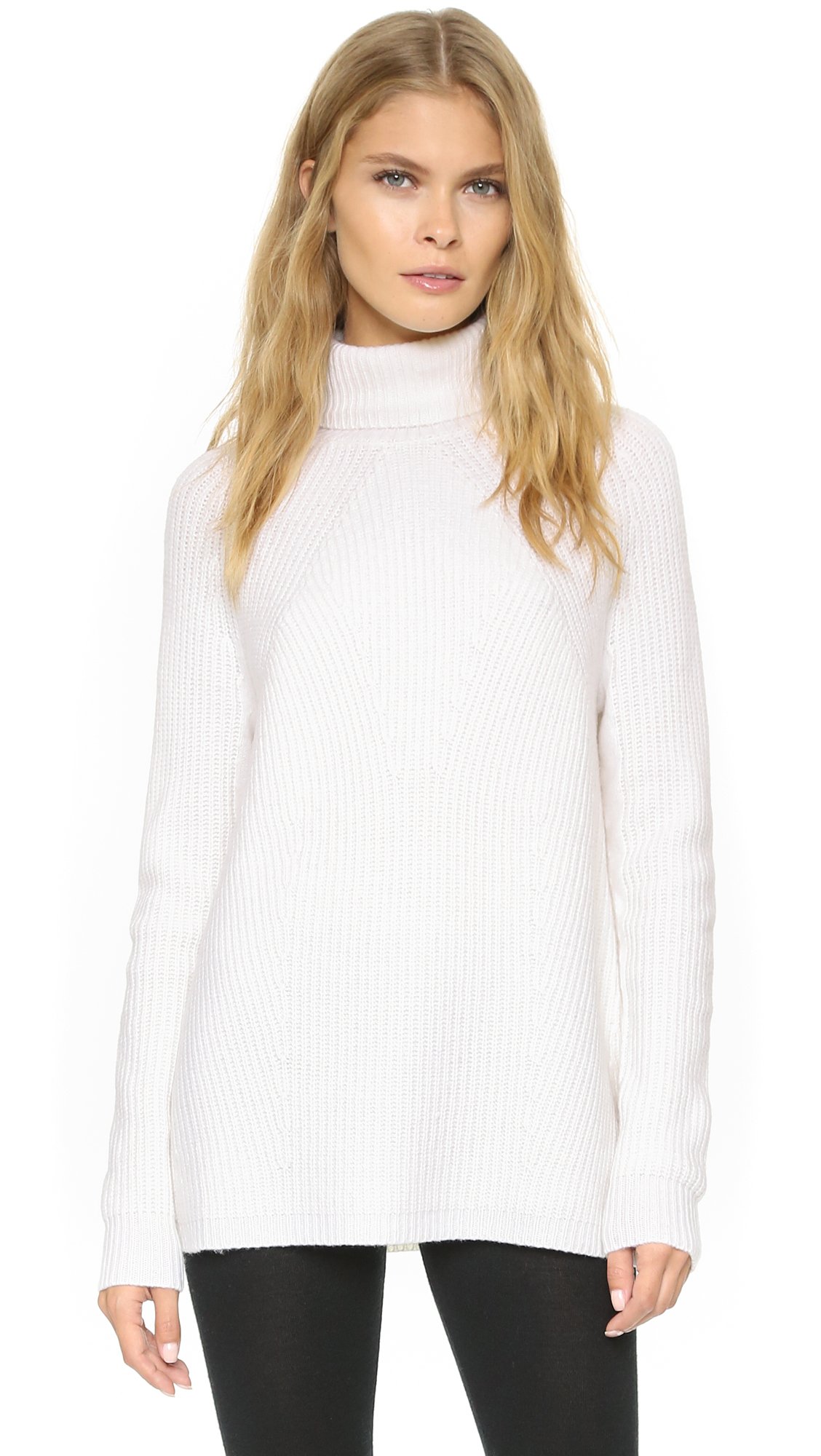 Donna karan new york Long Sleeve Turtleneck Sweater - Ice in White (Ice ...
