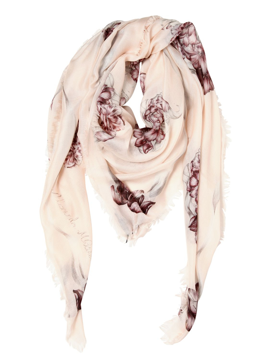 Lyst - Alexander Mcqueen Flower Skulls Modal Silk Square Scarf in Pink