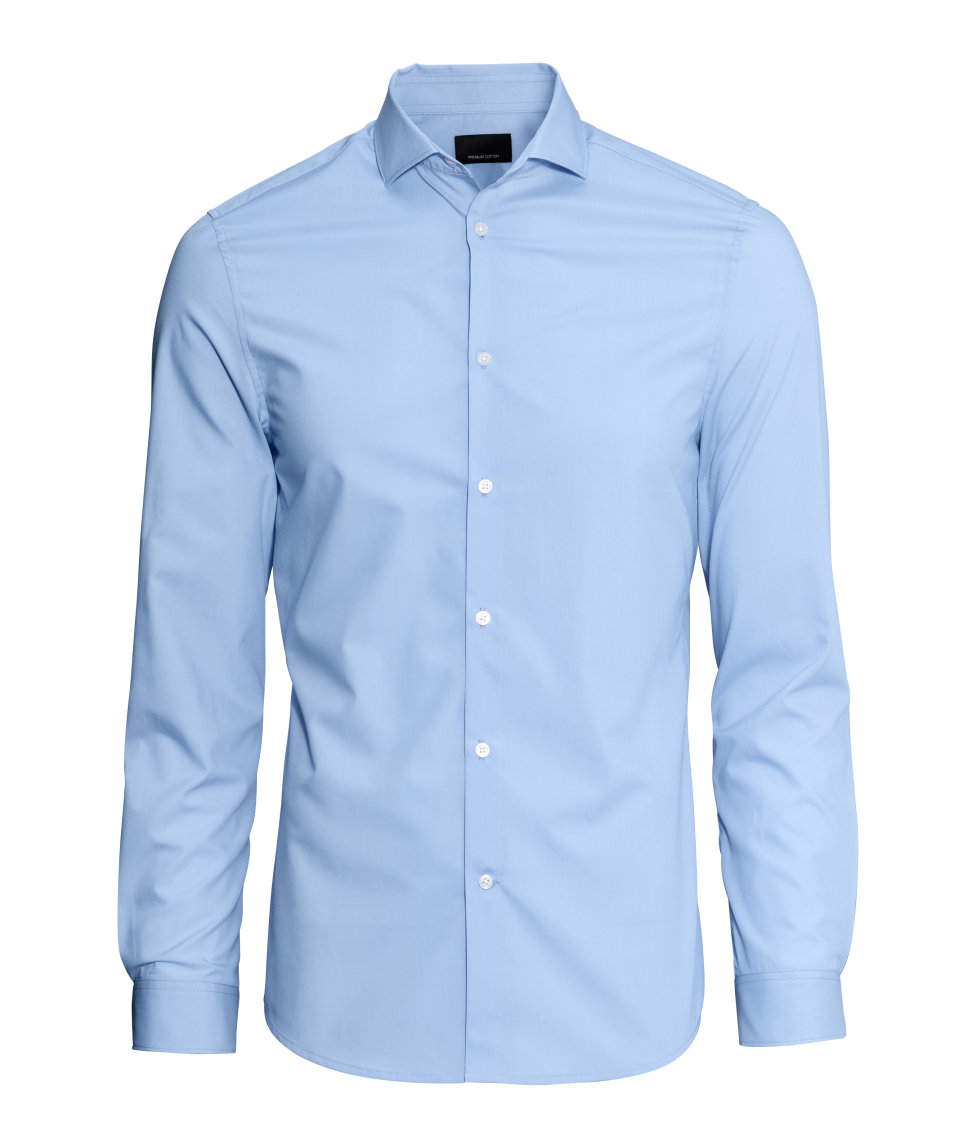 Lyst - H&M Shirt In Premium Cotton in Blue for Men