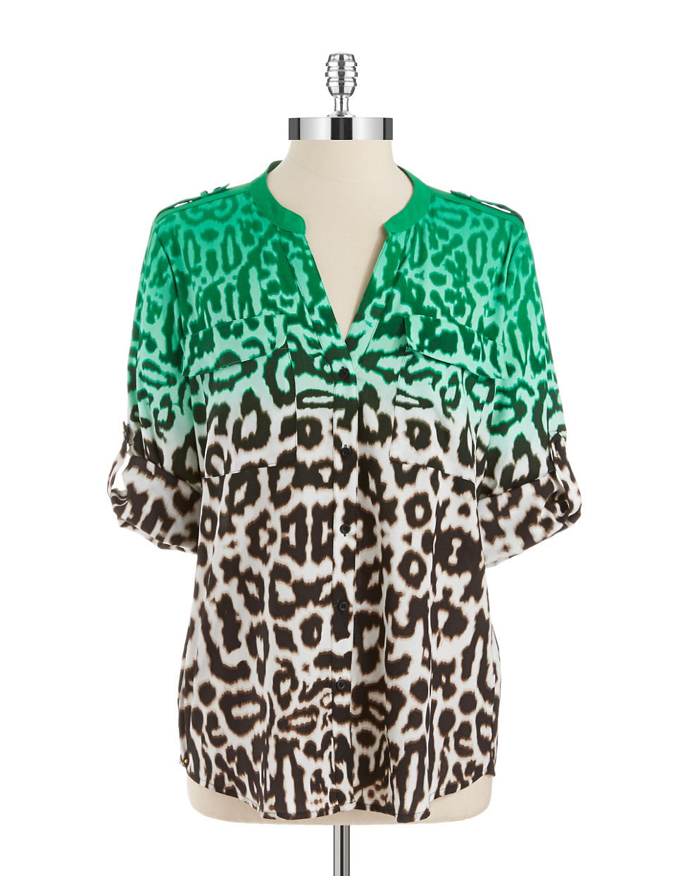 mint velvet green animal print blouse