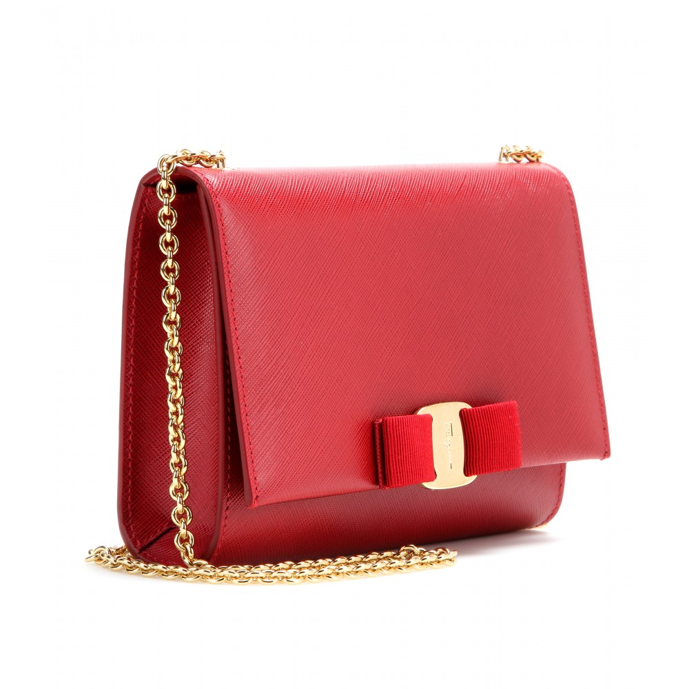 Ferragamo Ginny Small Leather Shoulder Bag in Red (rosso made in italy ...