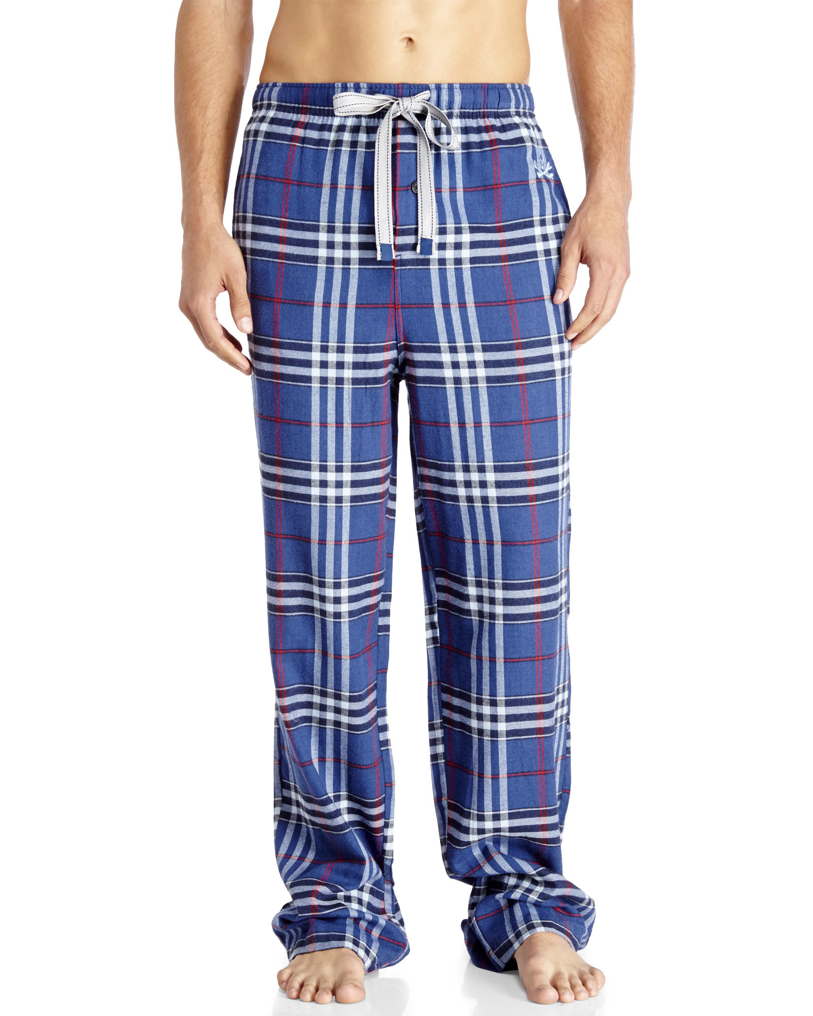 Psycho bunny Flannel Pajama Pants in Gray for Men (Navy) | Lyst
