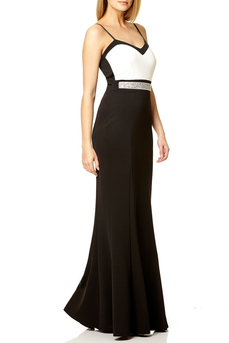 Quiz Black Contrast Embellished Dress in Black Lyst
