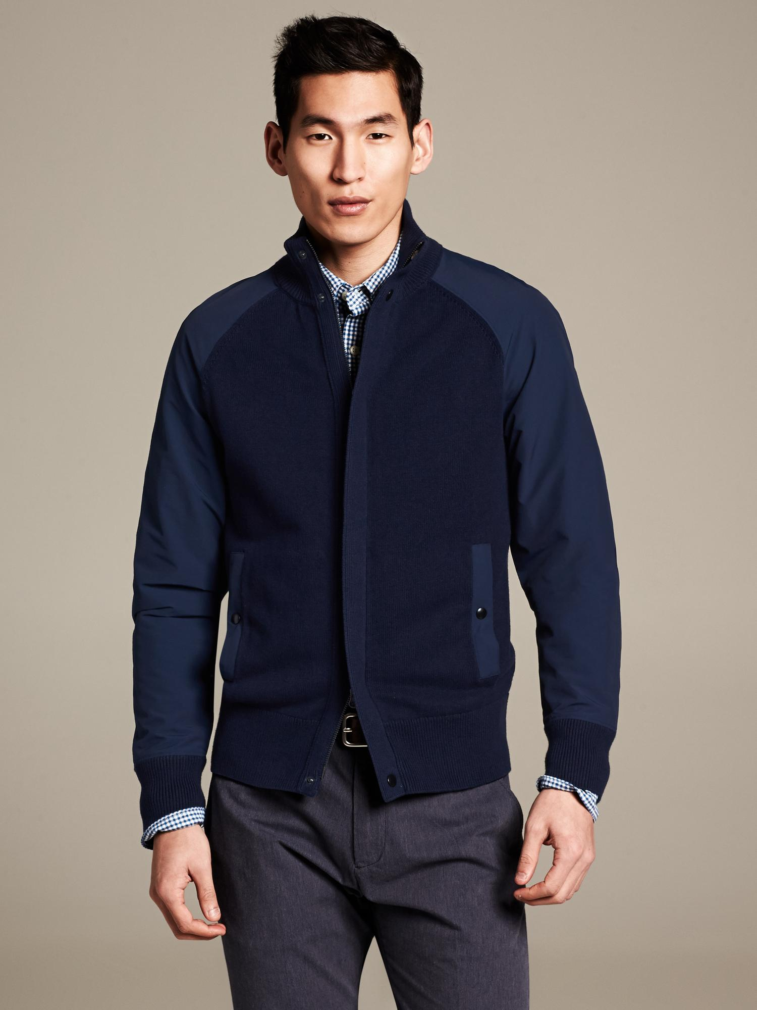 Banana republic Hybrid Sweater Jacket in Blue for Men (Preppy navy) | Lyst