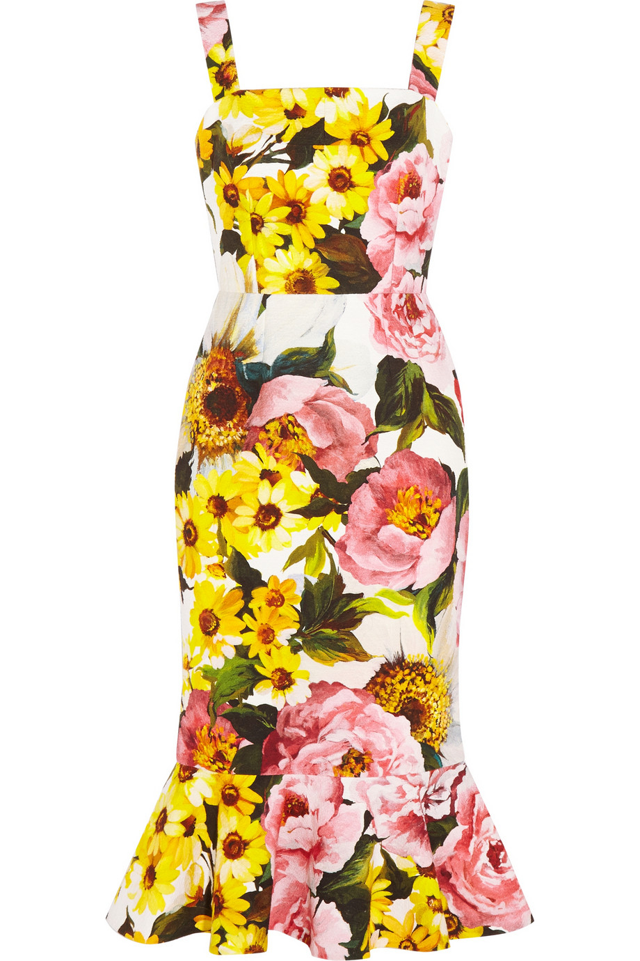 Dolce & Gabbana | Multicolor Floral-Print Textured Stretch-Cotton Dress ...
