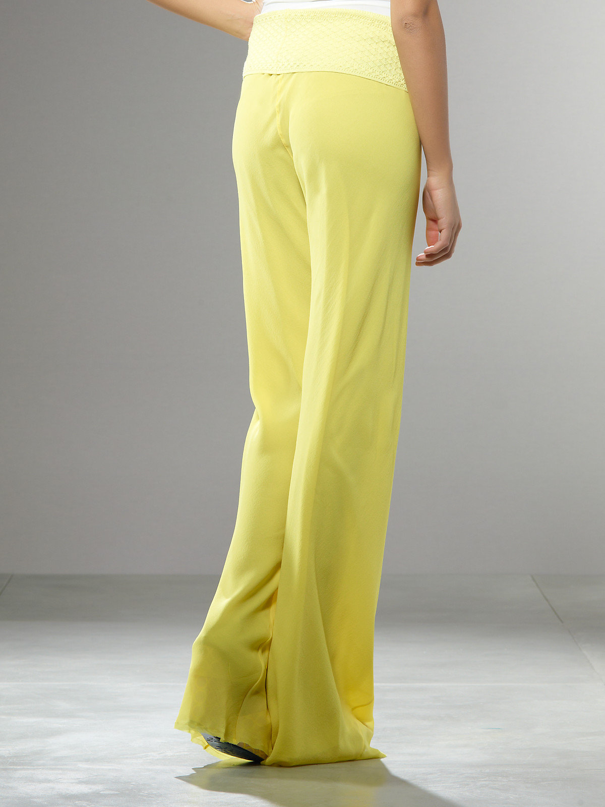 yellow wide leg trousers