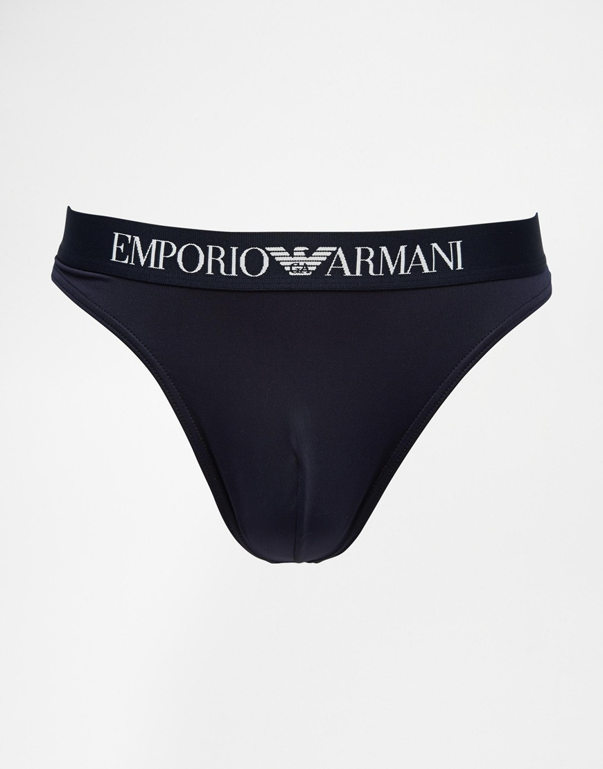 Emporio armani Microfibre Thong - Navy in Blue for Men | Lyst
